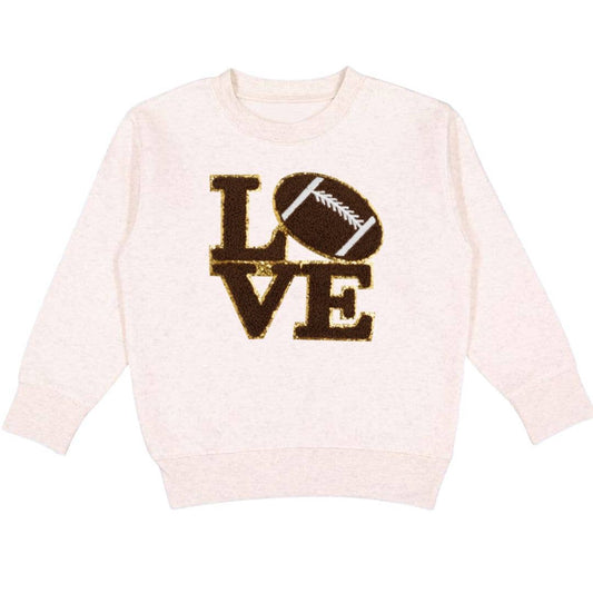 Football Love Patch Sweatshirt - Kids Game Day Crewneck: 3T