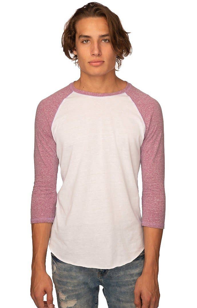 UNISEX TRIBLEND RAGLAN BASEBALL SHIRT: Tri White / Tri Vintage Grey / XL