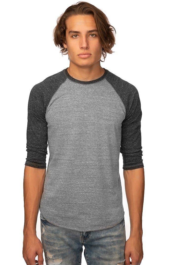 UNISEX TRIBLEND RAGLAN BASEBALL SHIRT: Tri White / Tri Vintage Grey / XL