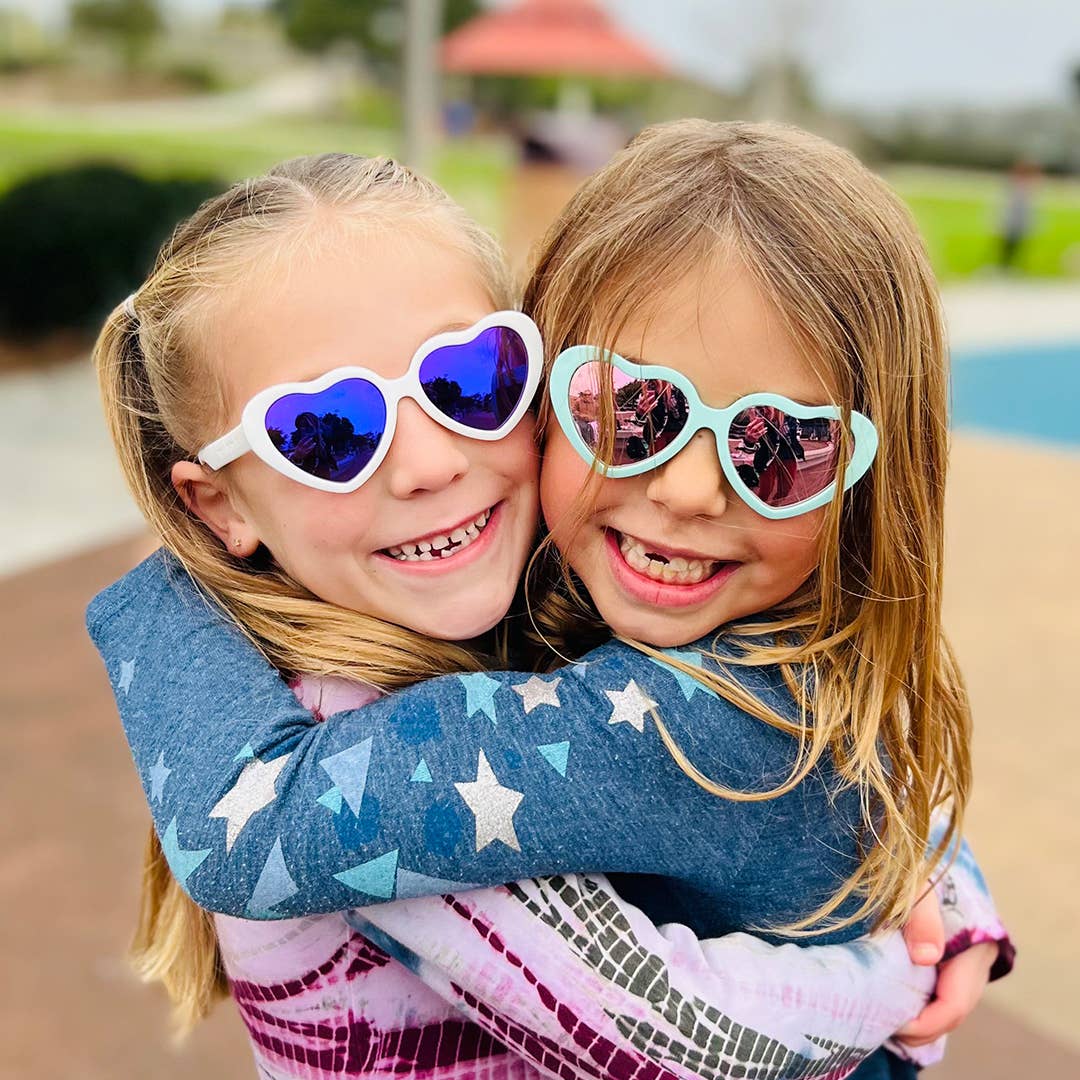 Heart Sunglasses | White: Junior (Ages 5+) / Purple Lens