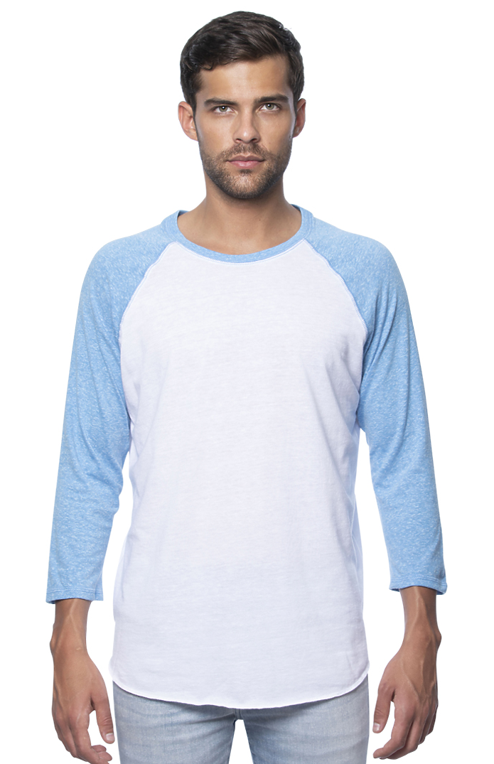 UNISEX TRIBLEND RAGLAN BASEBALL SHIRT: Tri White / Tri Vintage Grey / XL