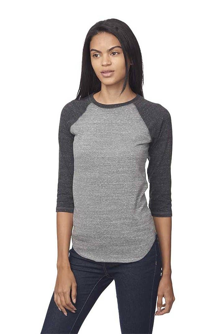 UNISEX TRIBLEND RAGLAN BASEBALL SHIRT: Tri White / Tri Vintage Grey / L
