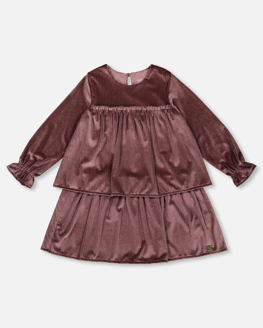 Pleated Metallic Dress with Frills