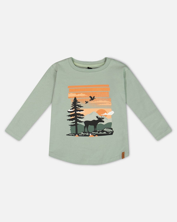 Long Sleeve T-Shirt With Print Sage