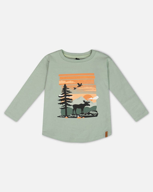 Long Sleeve T-Shirt With Print Sage