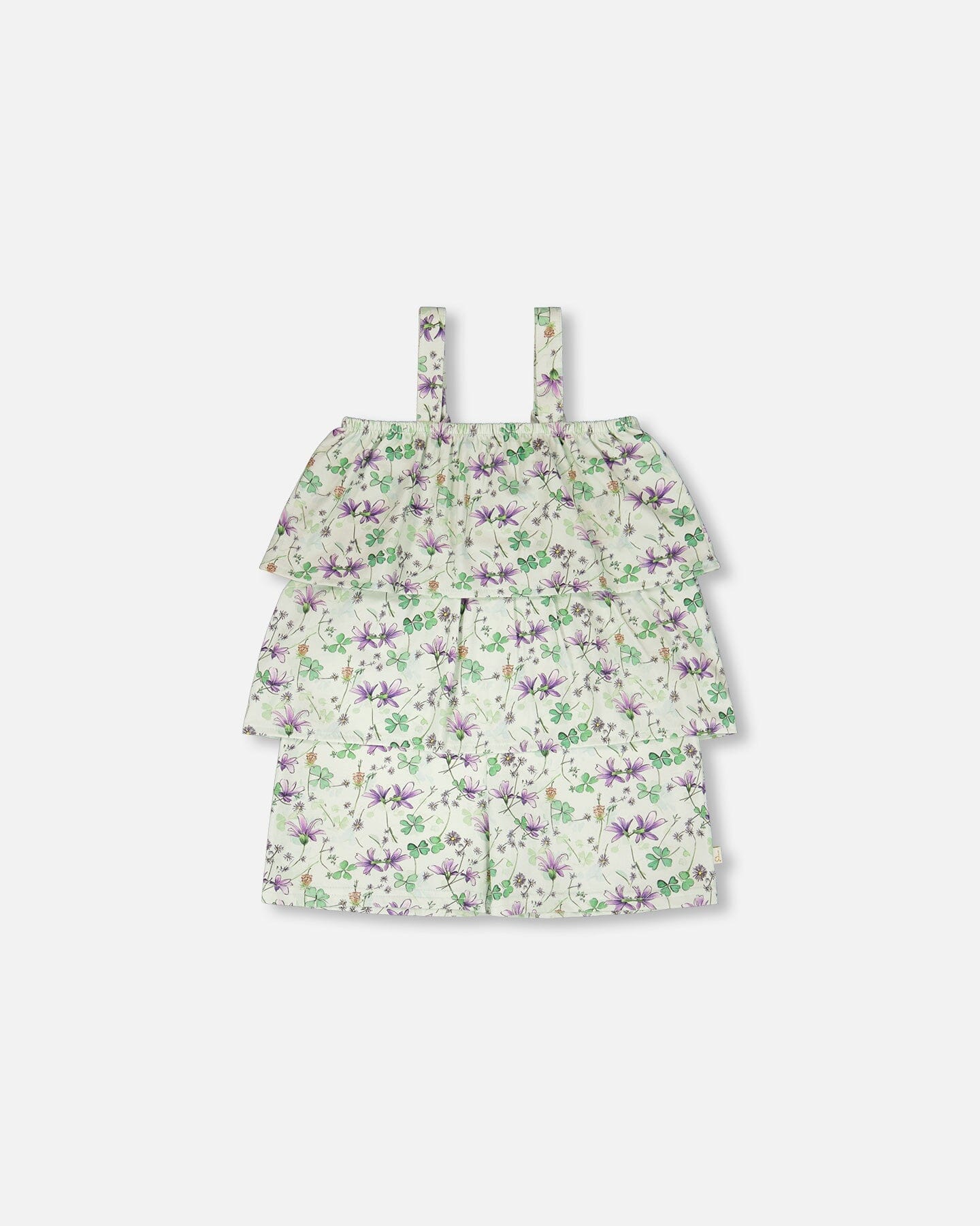 Jersey Tiered Romper Clover Print
