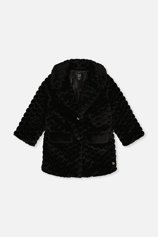 Faux Fur Long Coat Hearts