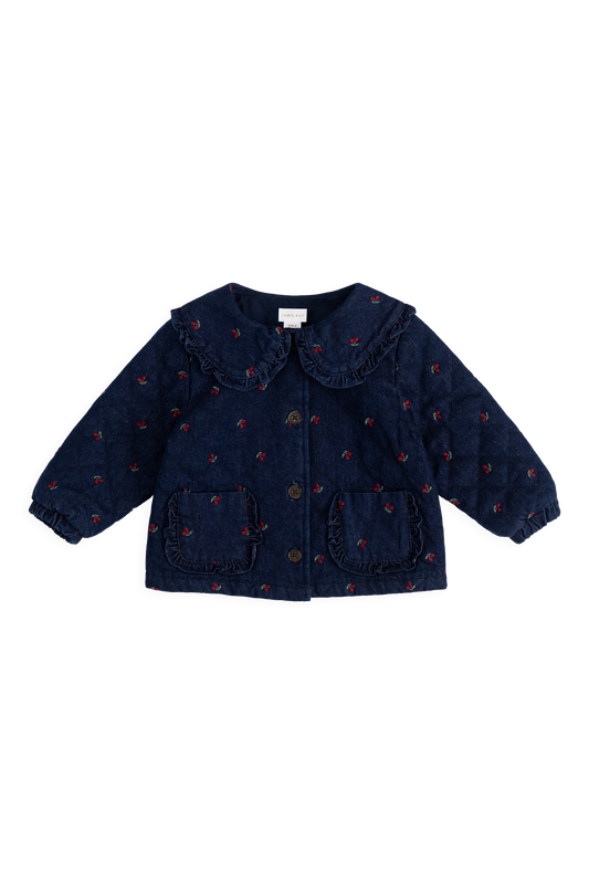 Amandine Quilted Denim Embroidered Jacket