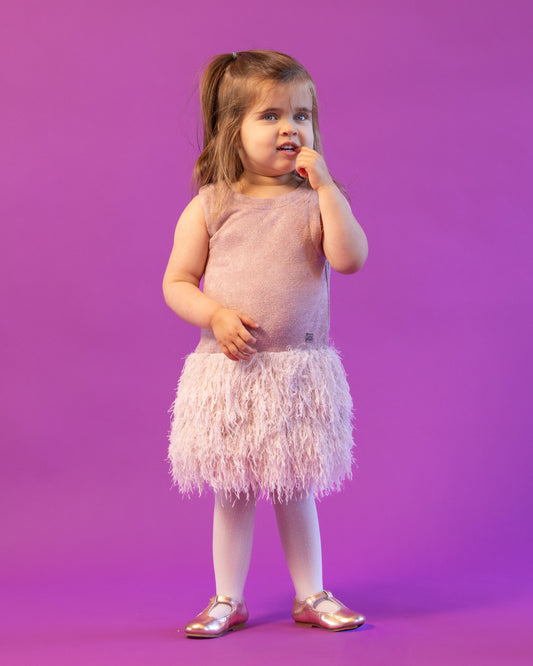 Sleeveless Pink Bi-material Dress