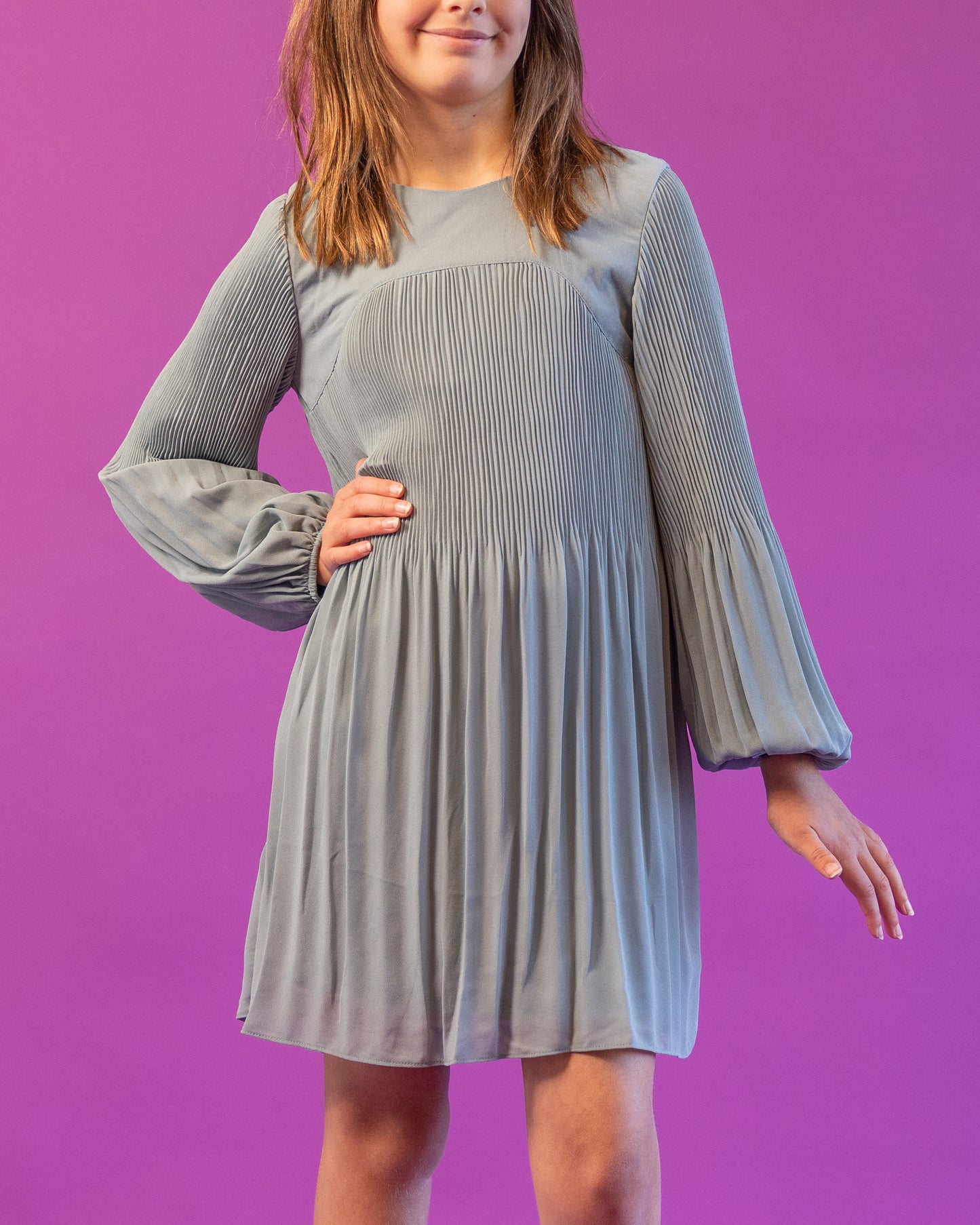Pleated Chiffon Dress