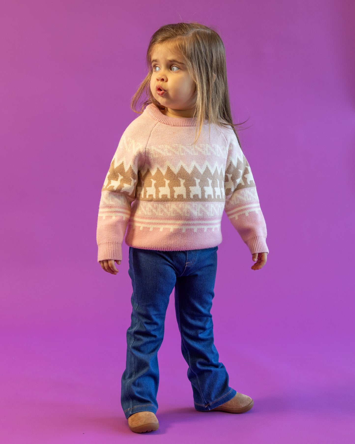 Llama Jacquard Sweater Dusty Pink
