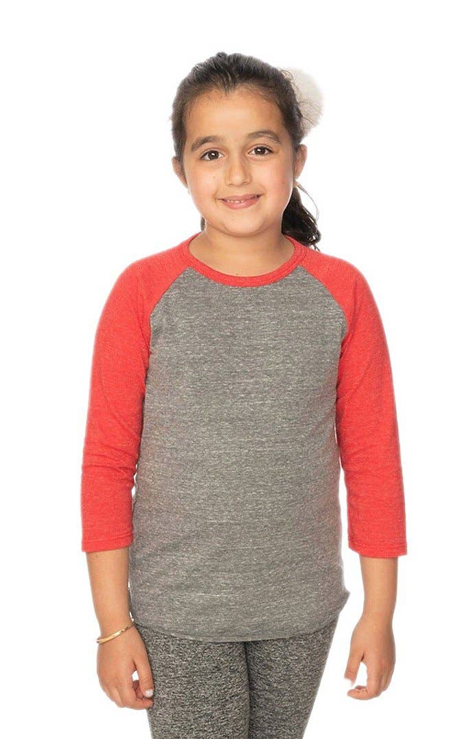 Youth Triblend Raglan Baseball Shirt: Tri White / Tri Onyx / S 8