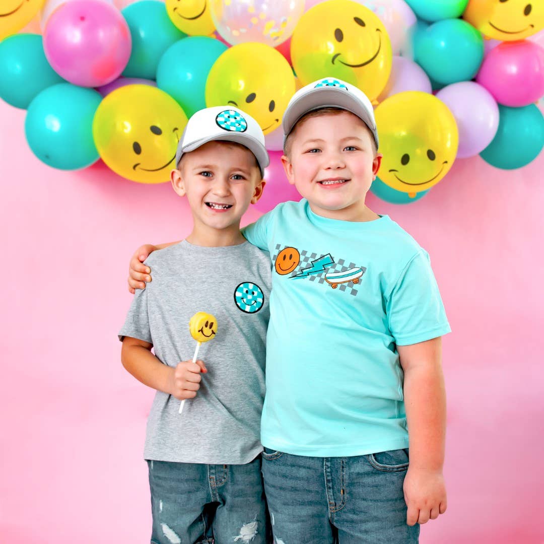 Smiley Checker Patch Trucker Hat