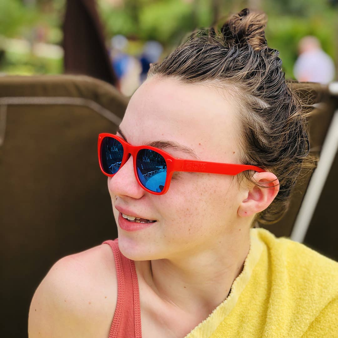 Red Sunglasses: Baby (Ages 0-2) / Chrome Polarized Lens
