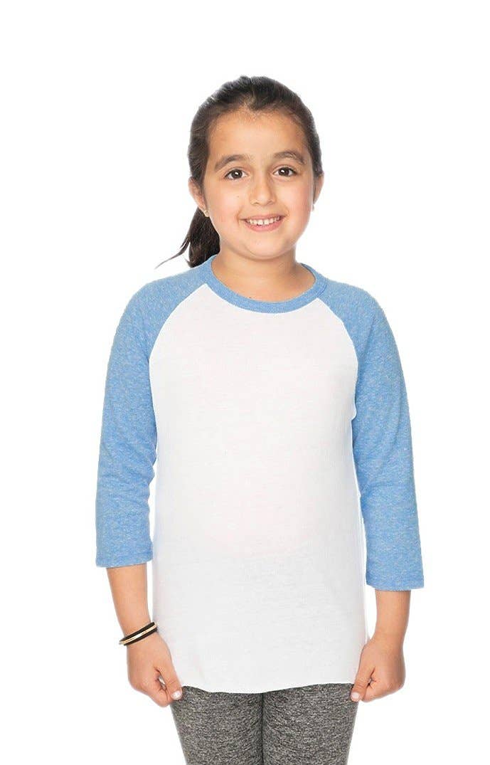 Youth Triblend Raglan Baseball Shirt: Tri White / Tri Onyx / L 12