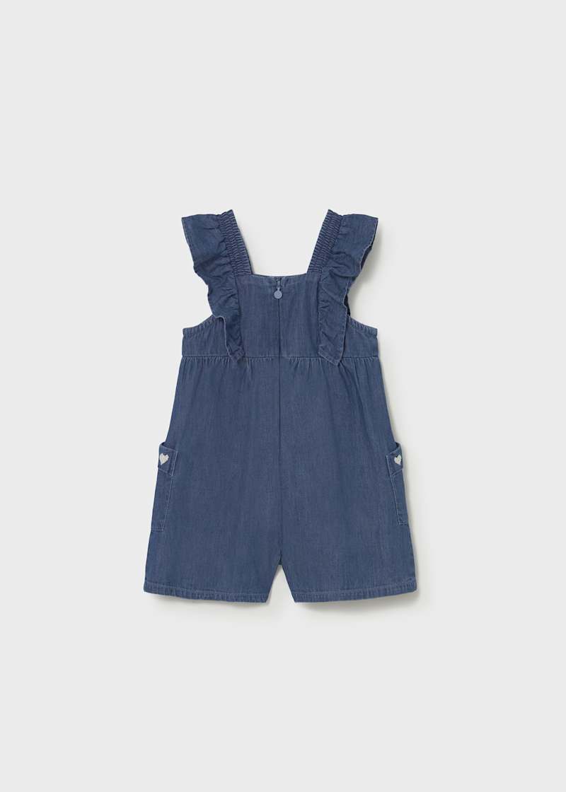 Denim Heart Embroidered Romper