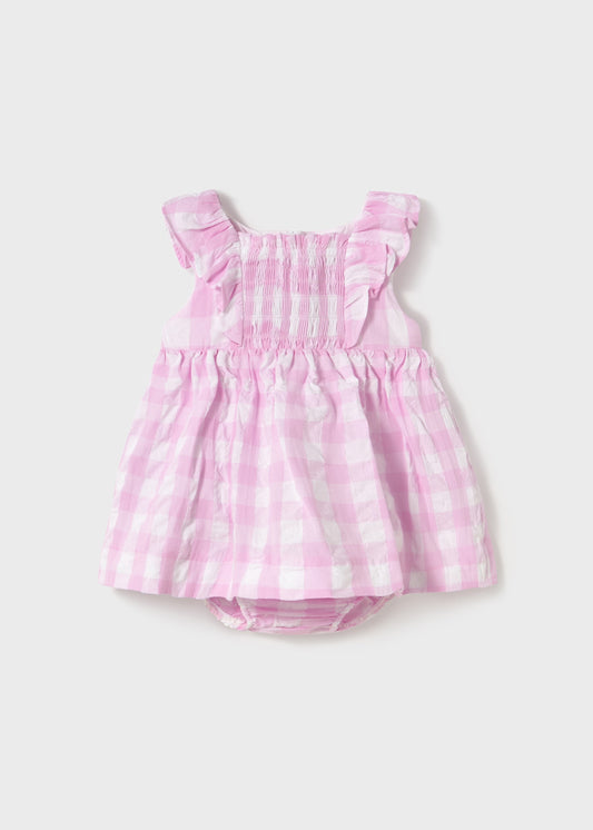 Vichy dress w/ bloomers pink