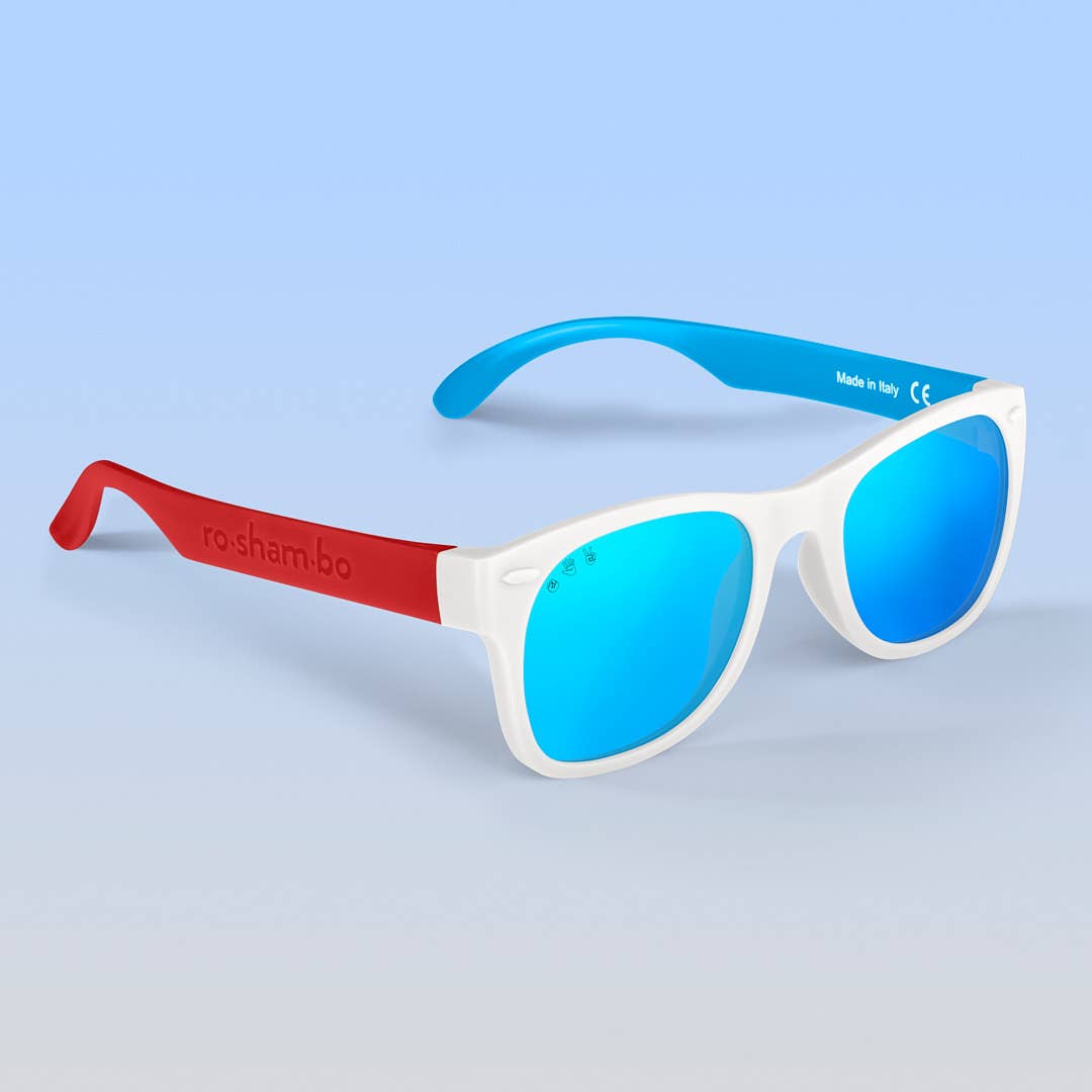 Red-White-Blue Sunglasses: Junior (Ages 5+) / Blue Lens