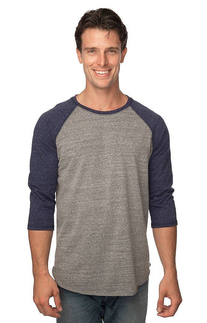 UNISEX TRIBLEND RAGLAN BASEBALL SHIRT: Tri White / Tri Vintage Grey / L