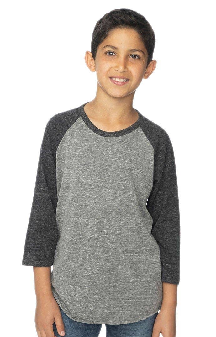 Youth Triblend Raglan Baseball Shirt: Tri White / Tri Onyx / M 10