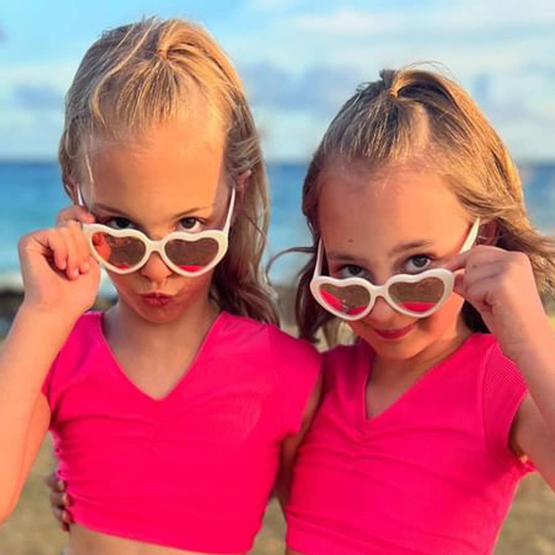 Heart Sunglasses White: Junior (Ages 5+) / Rose Gold Lens