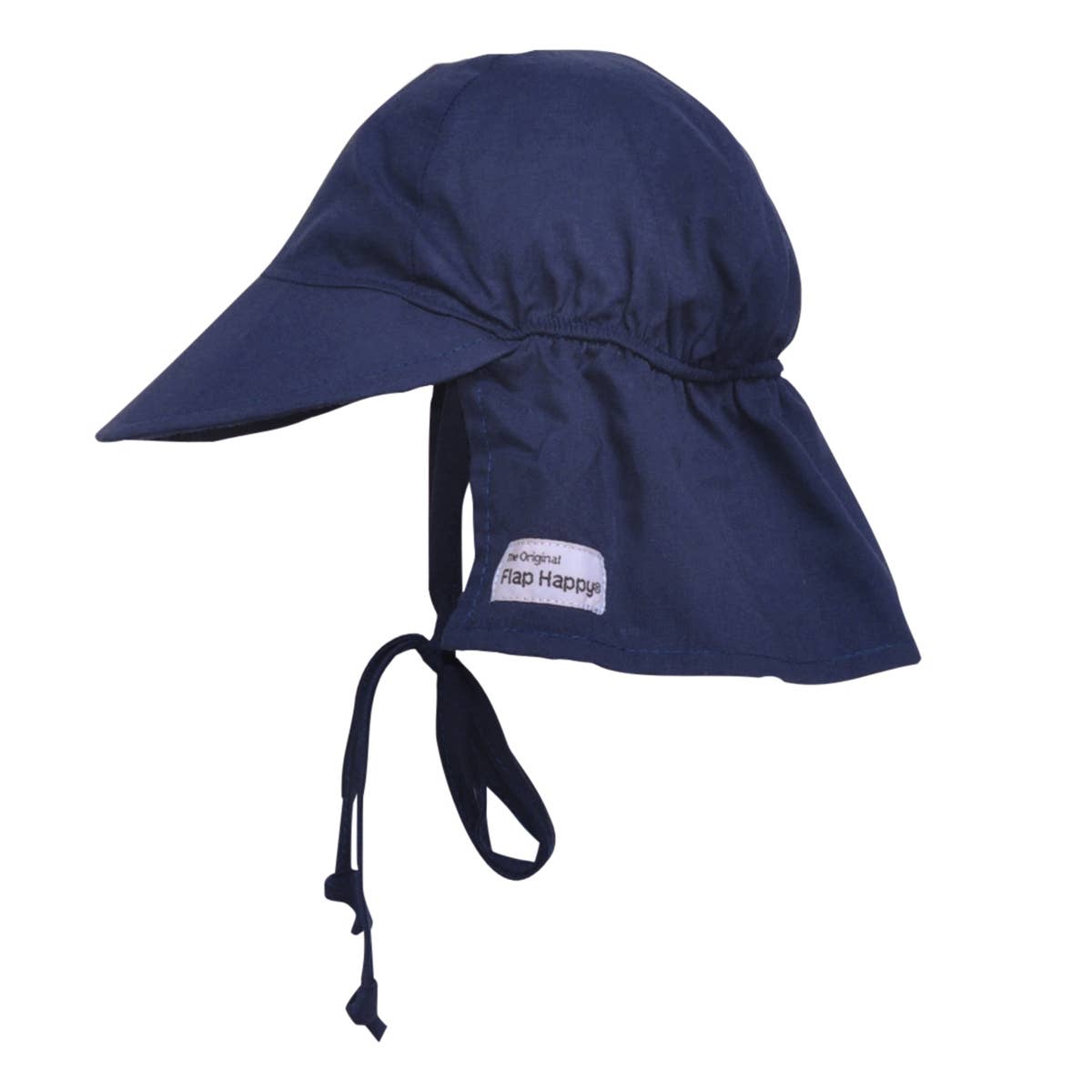 Kids UPF 50+ Girls and Boys Original Flap Hat with Ties: Vanilla Stripe Seersucker / M