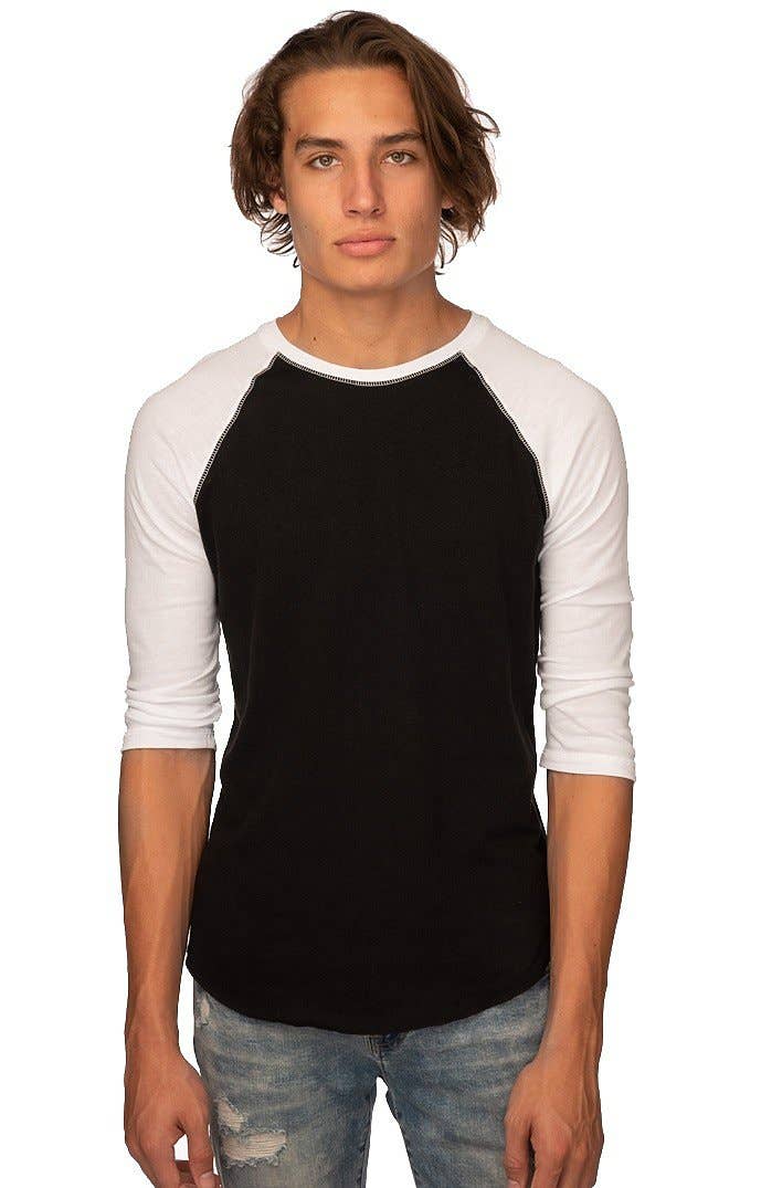 UNISEX TRIBLEND RAGLAN BASEBALL SHIRT: Tri White / Tri Vintage Grey / L