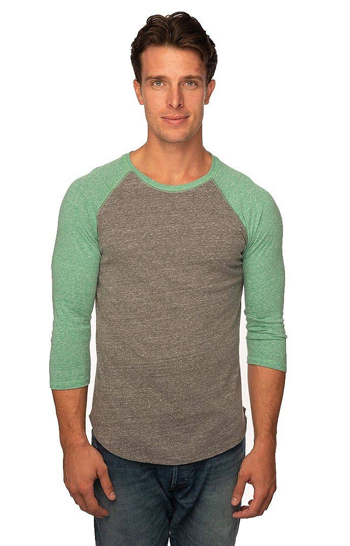 UNISEX TRIBLEND RAGLAN BASEBALL SHIRT: Tri White / Tri Vintage Grey / M