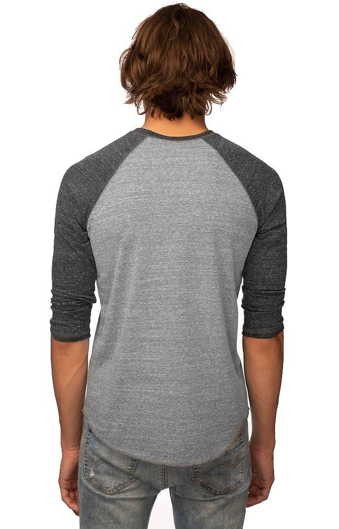 UNISEX TRIBLEND RAGLAN BASEBALL SHIRT: Tri White / Tri Vintage Grey / L