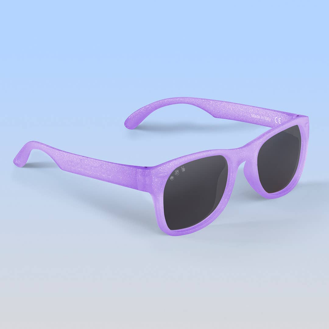 Lavender Glitter Sunglasses: Adult S/M - Blue Lens