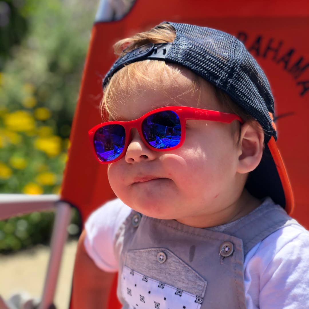 Red Sunglasses: Baby (Ages 0-2) / Chrome Polarized Lens
