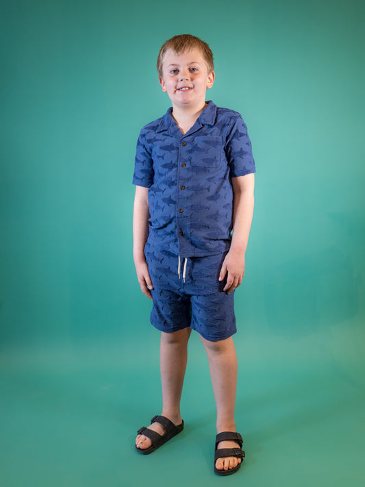 Resort Shirt Navy Sharks