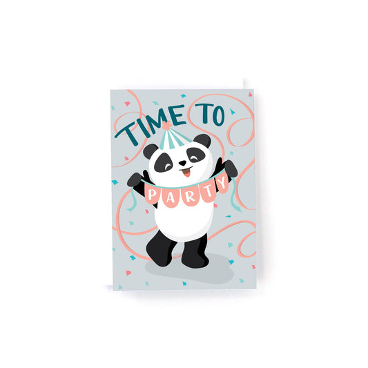 Time to Party (Panda) Mini Greeting Card