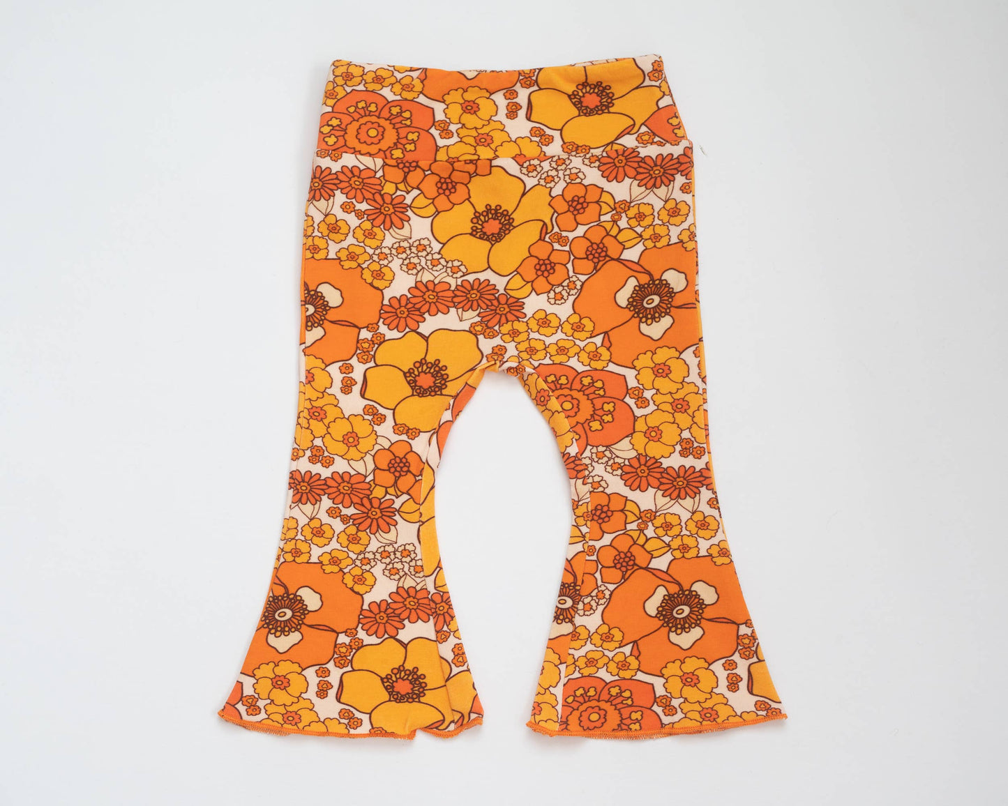 70s Flower Power Jersey Knit Bell Bottoms for Fall: 3T