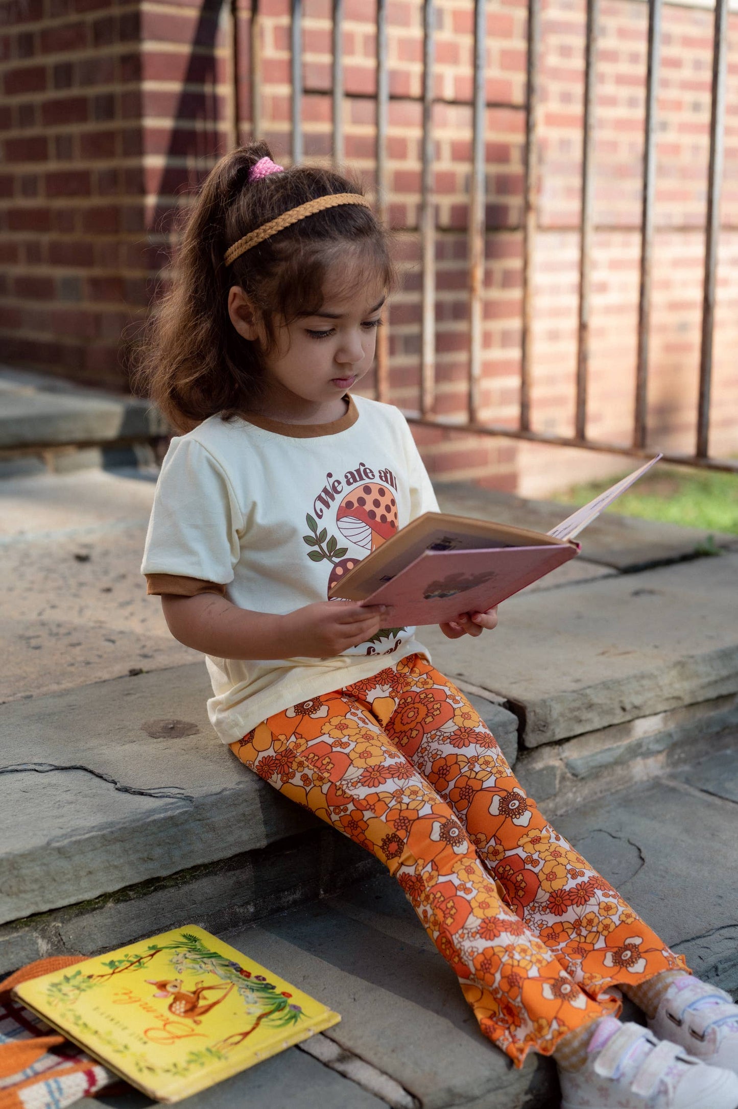 70s Flower Power Jersey Knit Bell Bottoms for Fall: 3T