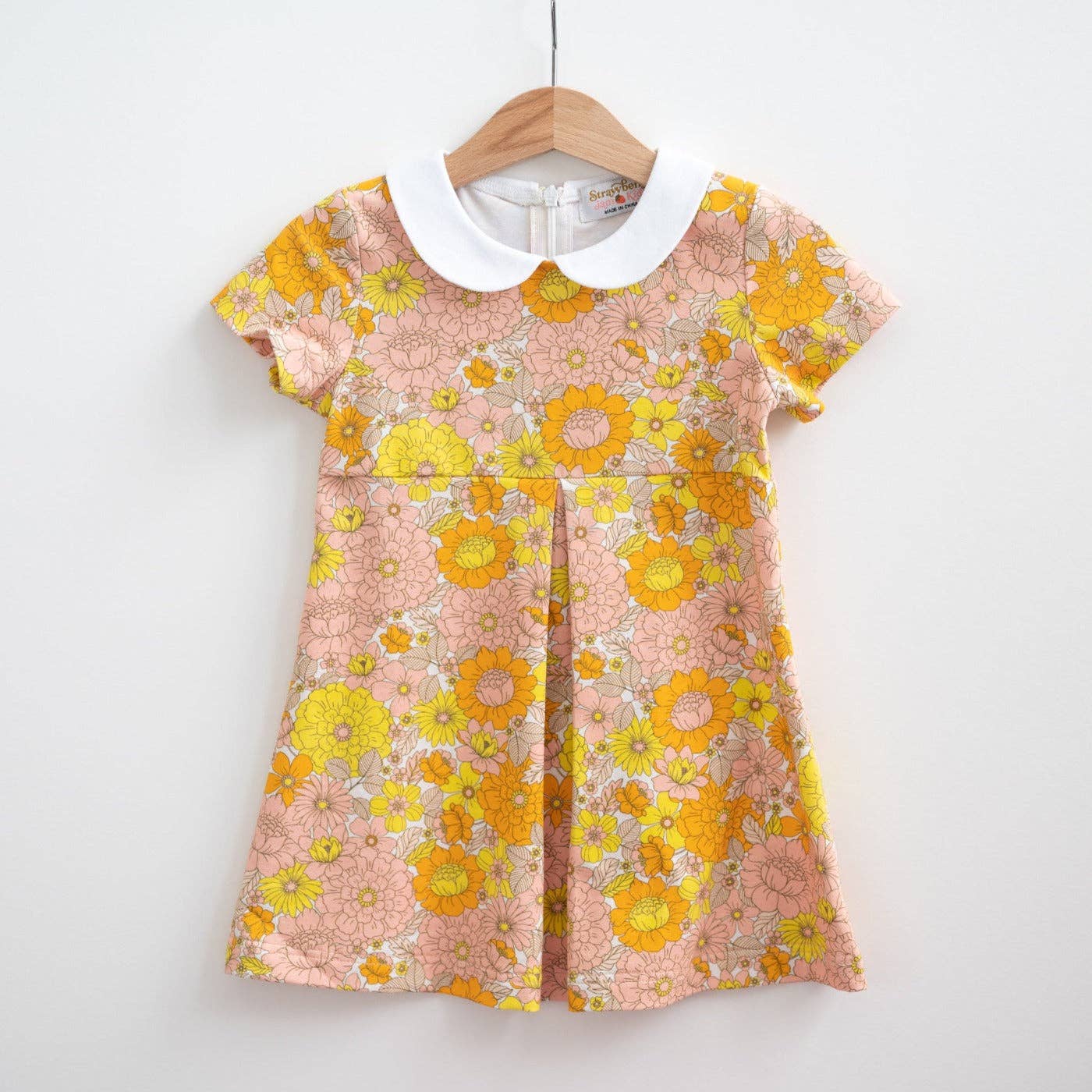 Vintage Marigold Floral Peter Pan Collar Dress