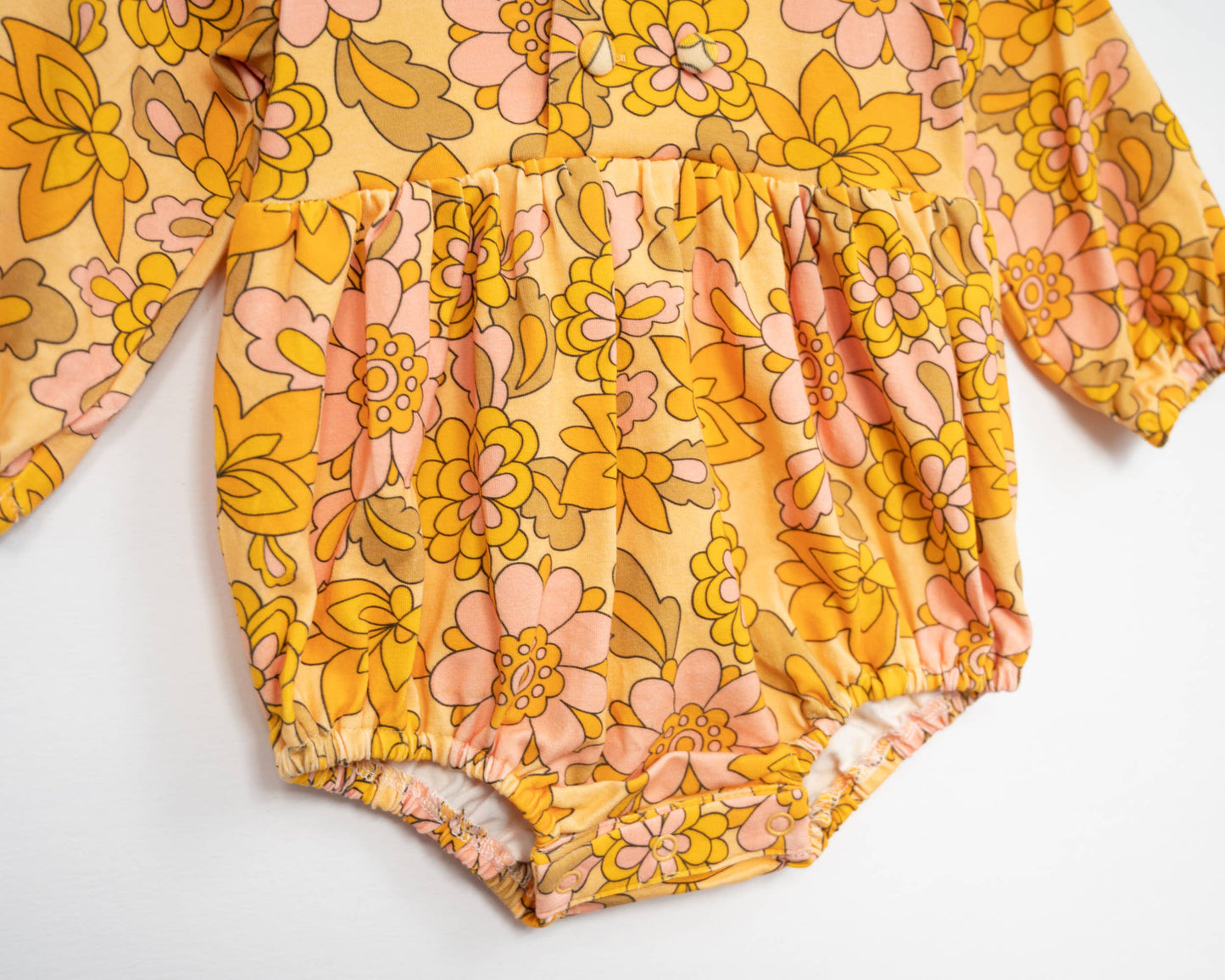 Seventies Yellow Retro Floral Collar Romper