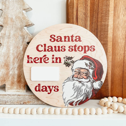 Vintage Santa Christmas Countdown Mini Sign