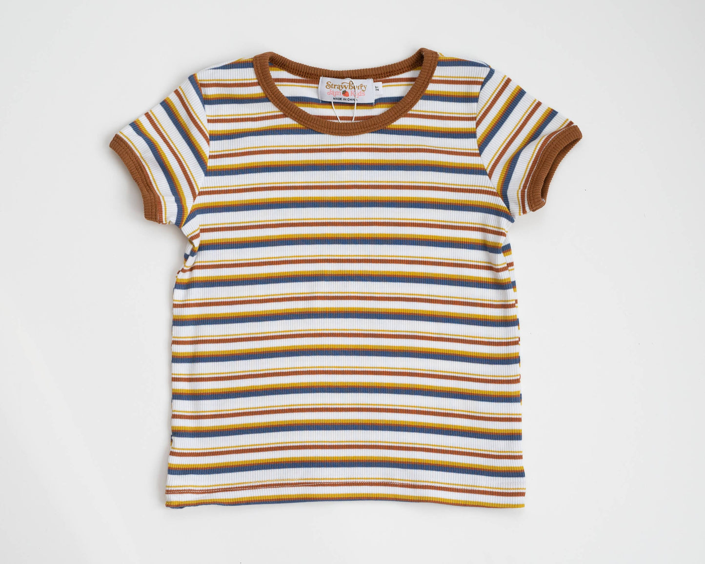 Striped Ringer T-Shirt in Dark Blue for Baby and Kids