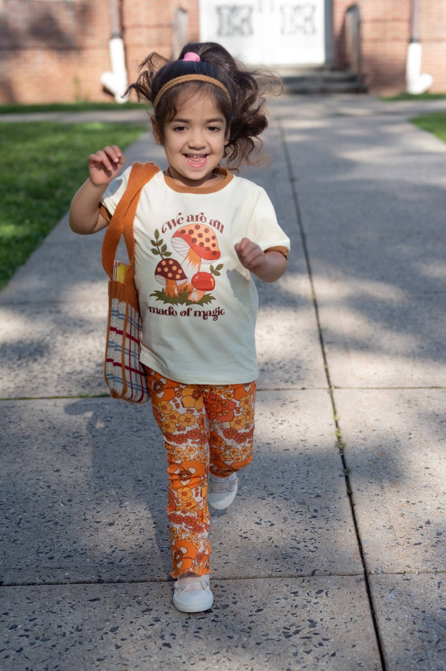 70s Flower Power Jersey Knit Bell Bottoms for Fall: 3T